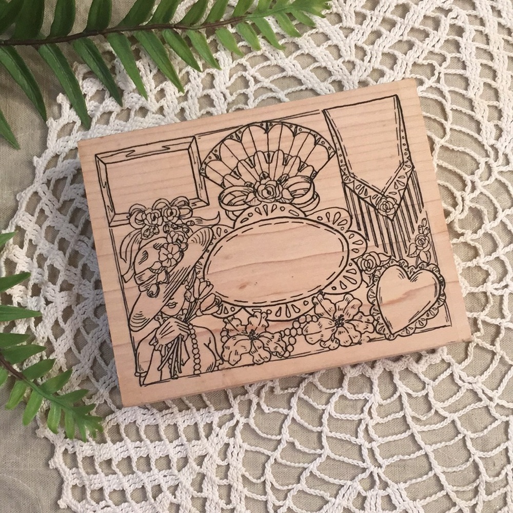 Victorian Lady With Flowers Fan Lace Craft Stamp New